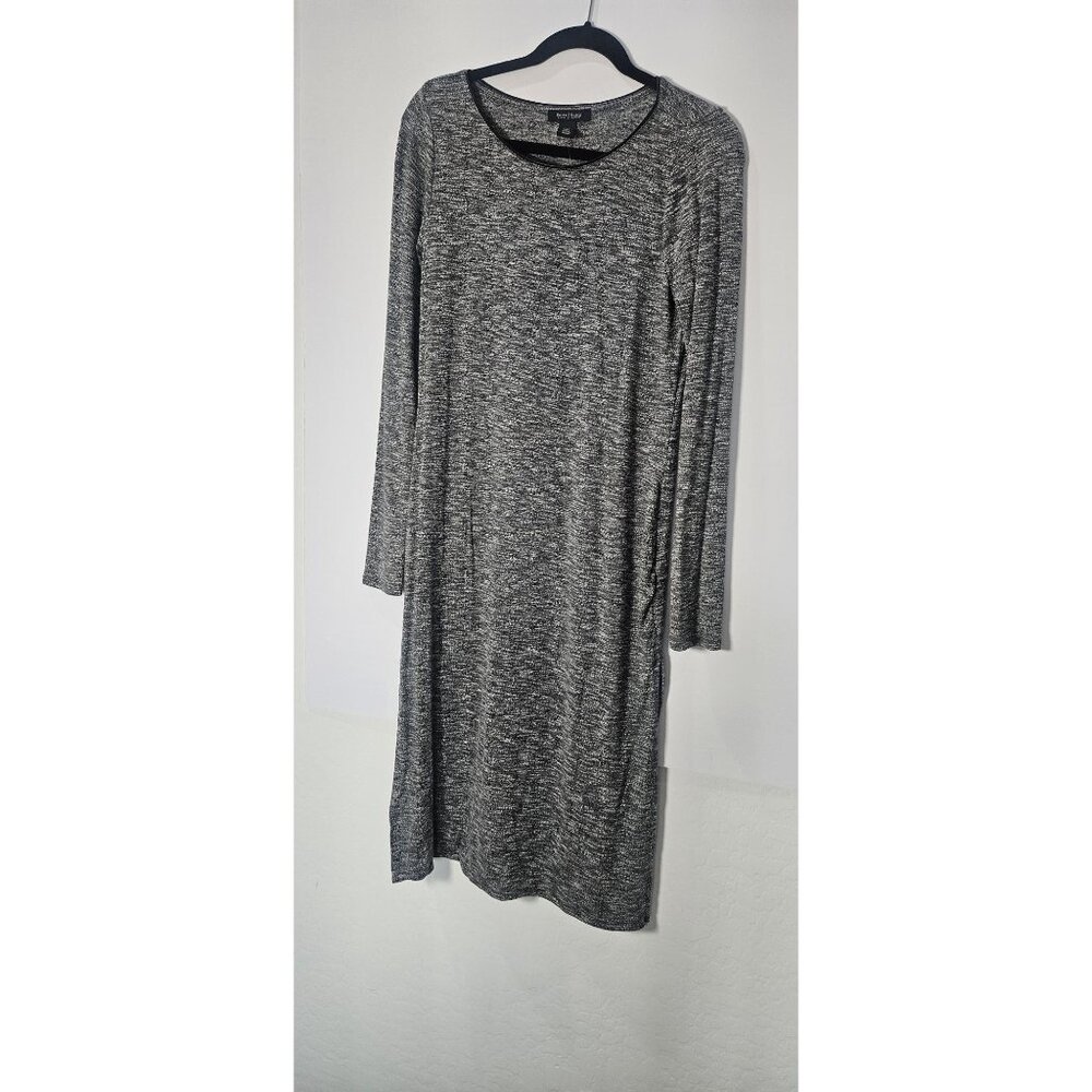 NWT White House Black Market Knit Dress W/Side Slits, Gray/Black Marled, Size S